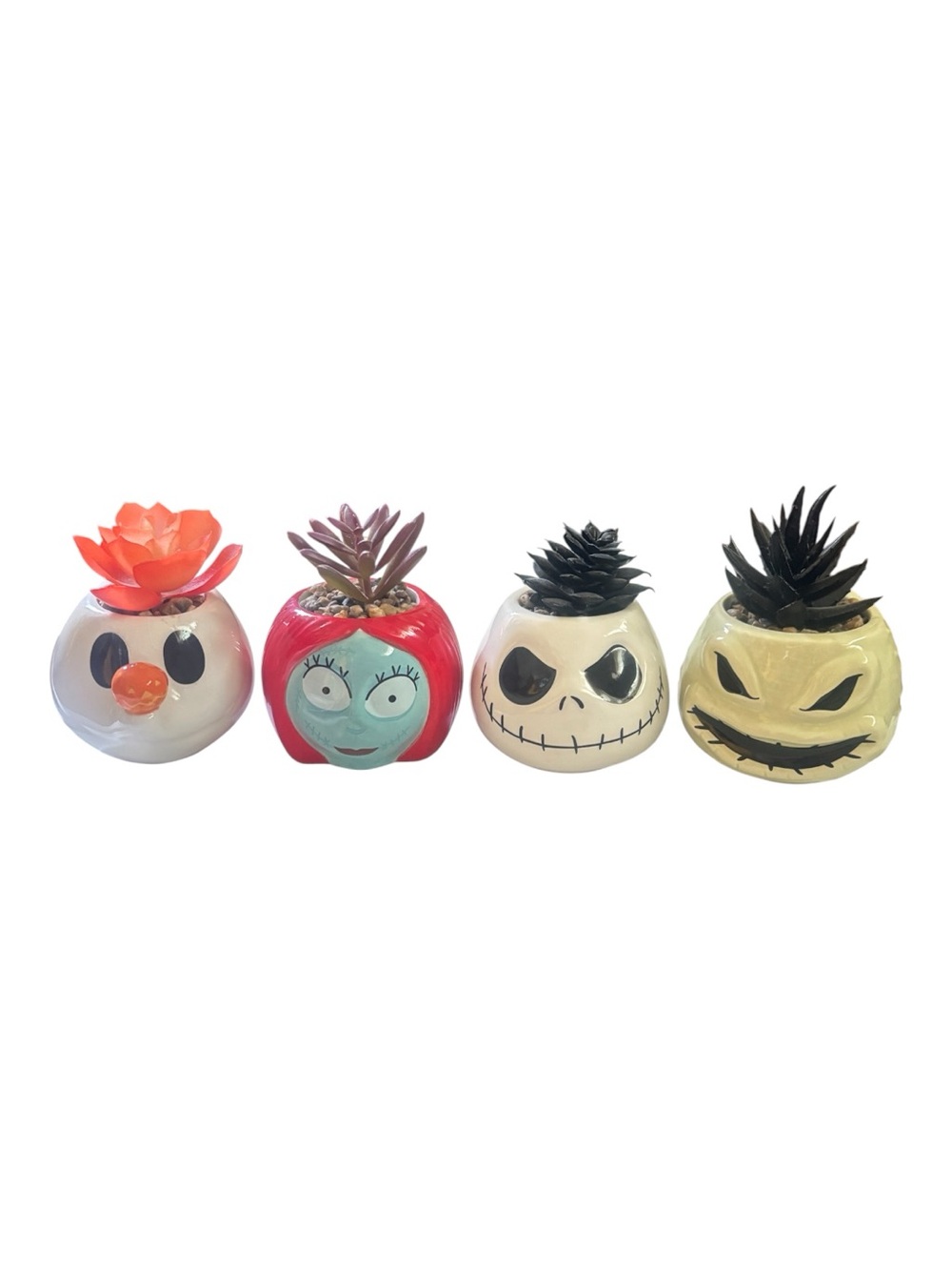 Nightmare before Christmas Ceramic  Character Faux Succulent Planter Set of 4